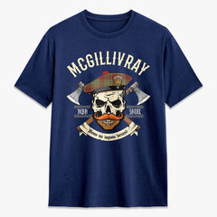 McGillivray Hunting Ancient Tartan Crest 2D T-shirt - Alba Skull Style