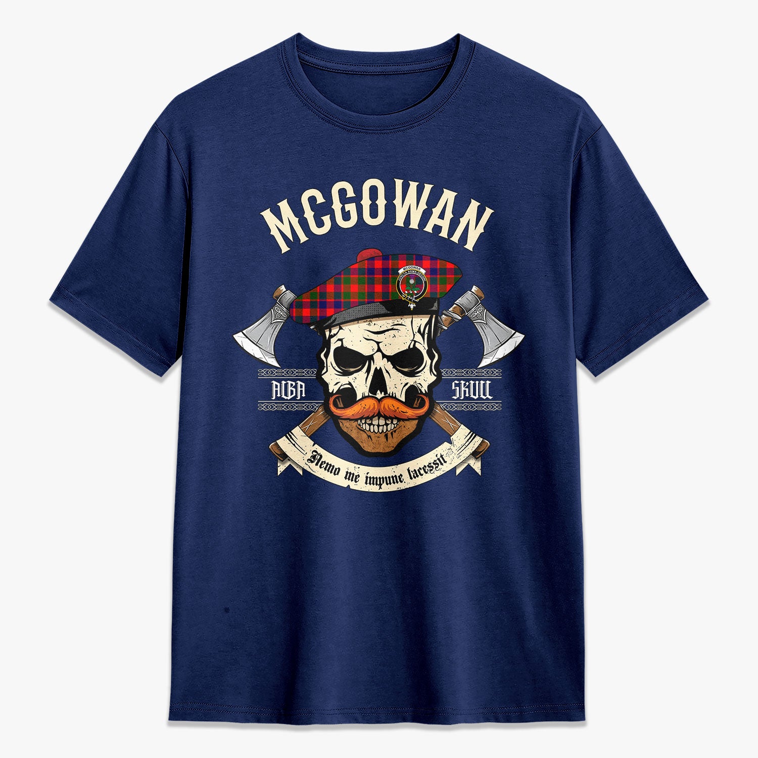 McGowan Tartan Crest 2D T-shirt - Alba Skull Style