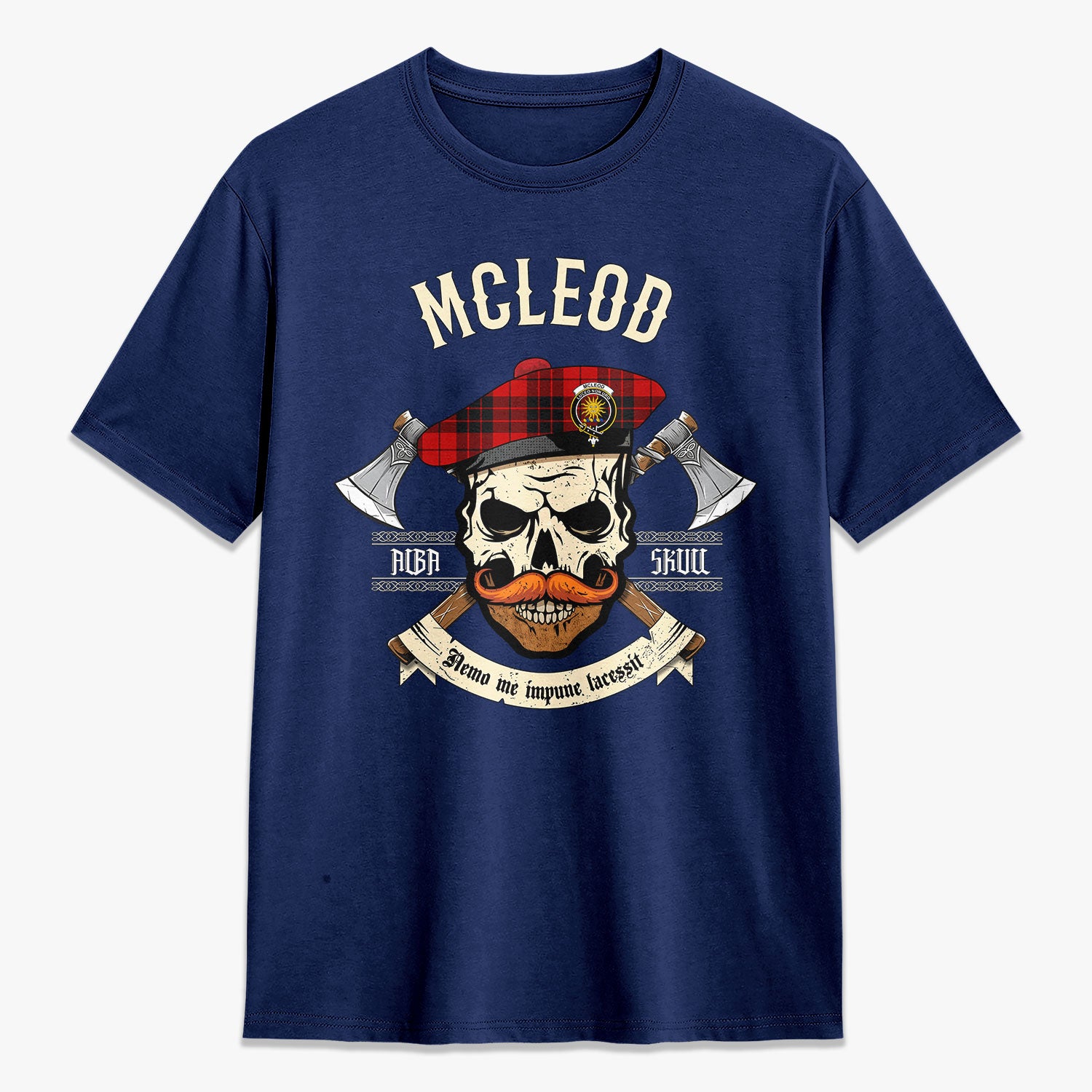 McLeod of Raasay Tartan Crest 2D T-shirt - Alba Skull Style