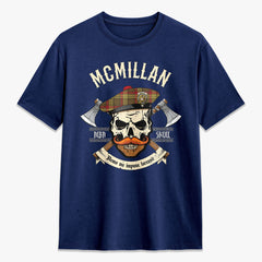 McMillan Old Weathered Tartan Crest 2D T-shirt - Alba Skull Style