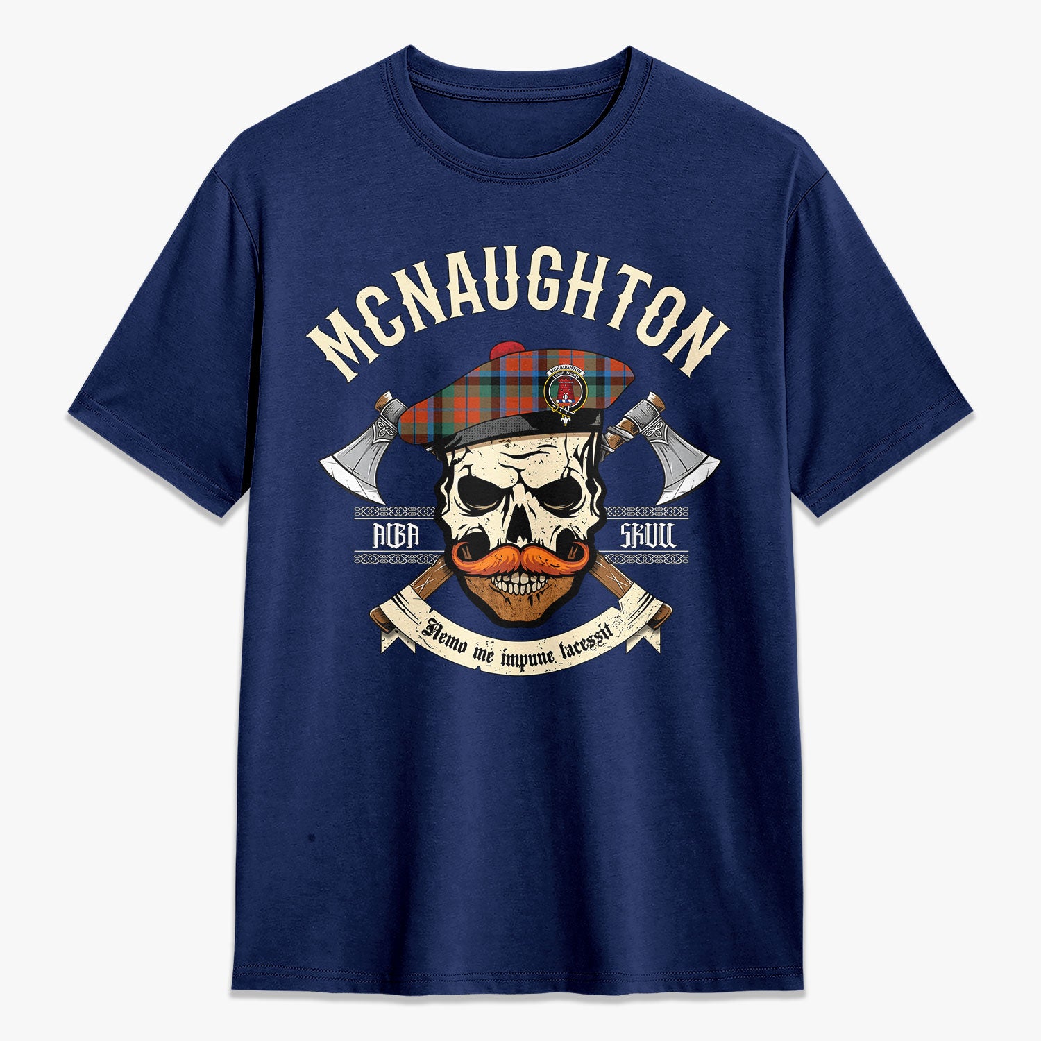 McNaughton Ancient Tartan Crest 2D T-shirt - Alba Skull Style