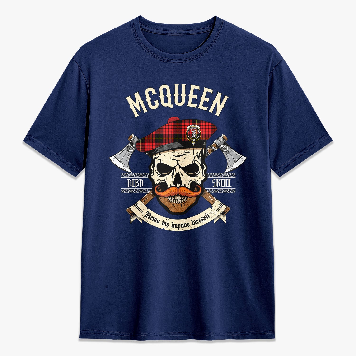 McQueen Modern Tartan Crest 2D T-shirt - Alba Skull Style