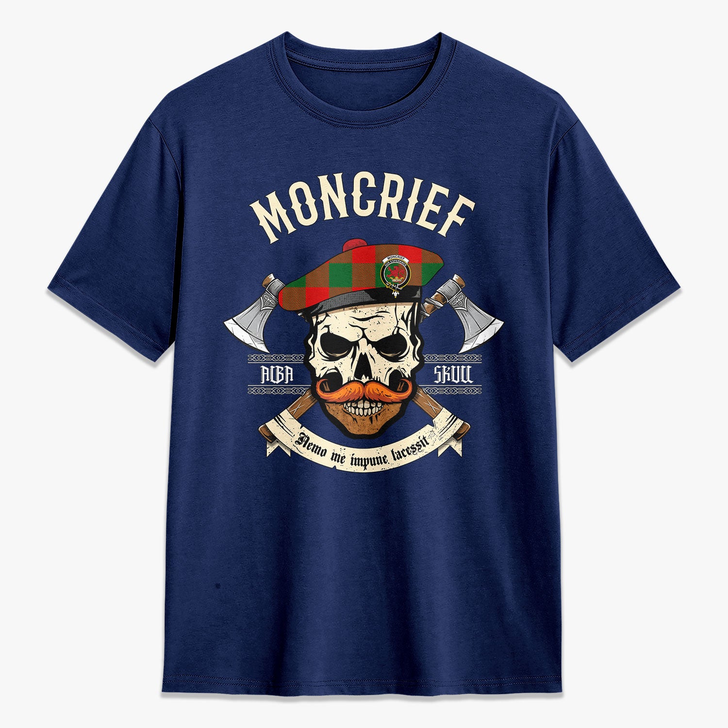 Moncrief Tartan Crest 2D T-shirt - Alba Skull Style