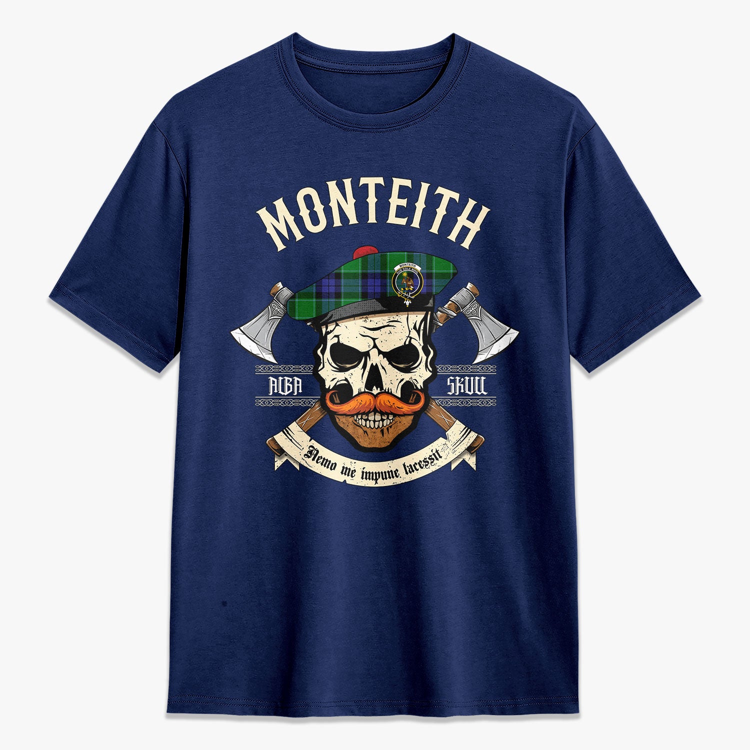 Monteith Tartan Crest 2D T-shirt - Alba Skull Style