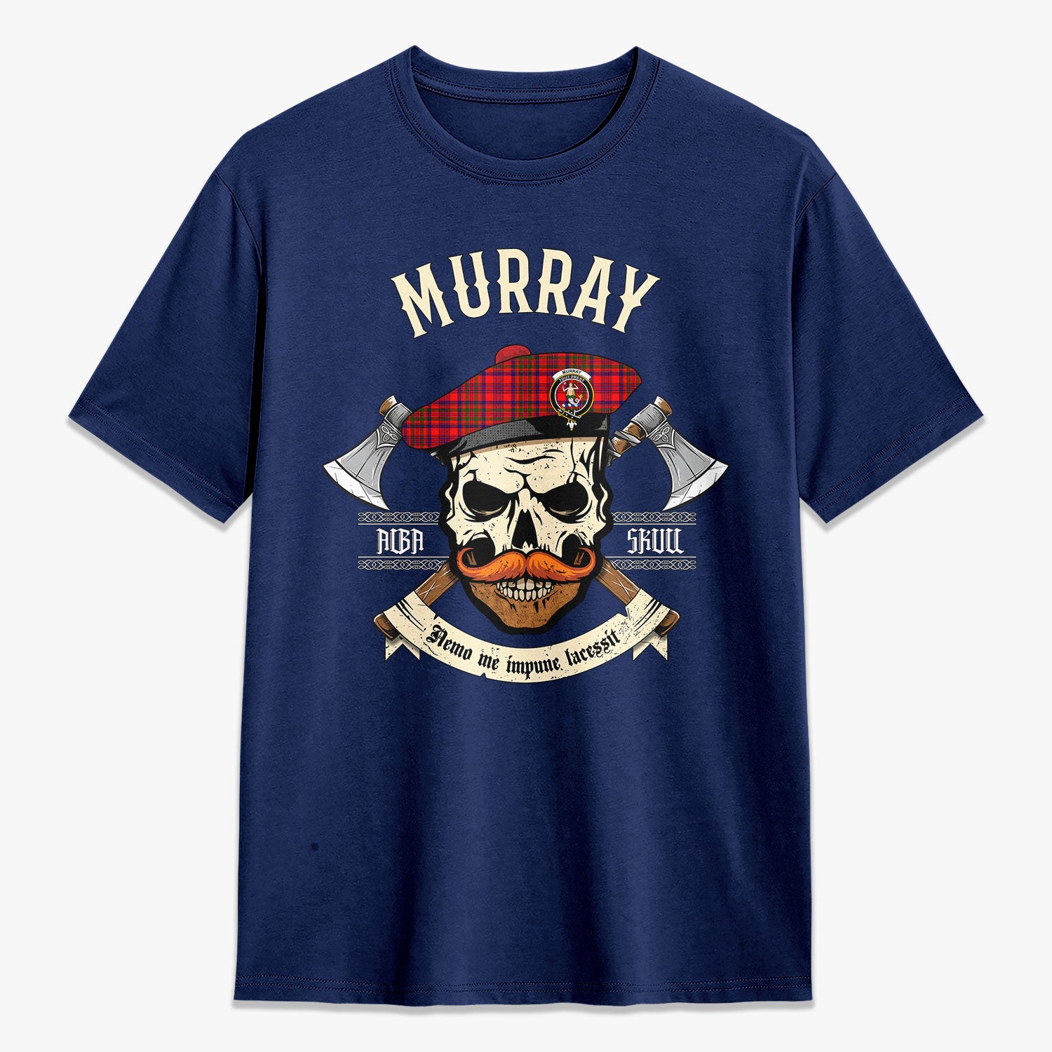 Murray (of Dysart) Tartan Crest 2D T-shirt - Alba Skull Style