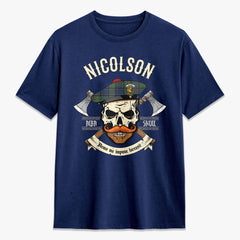 Nicolson Hunting Ancient Tartan Crest 2D T-shirt - Alba Skull Style