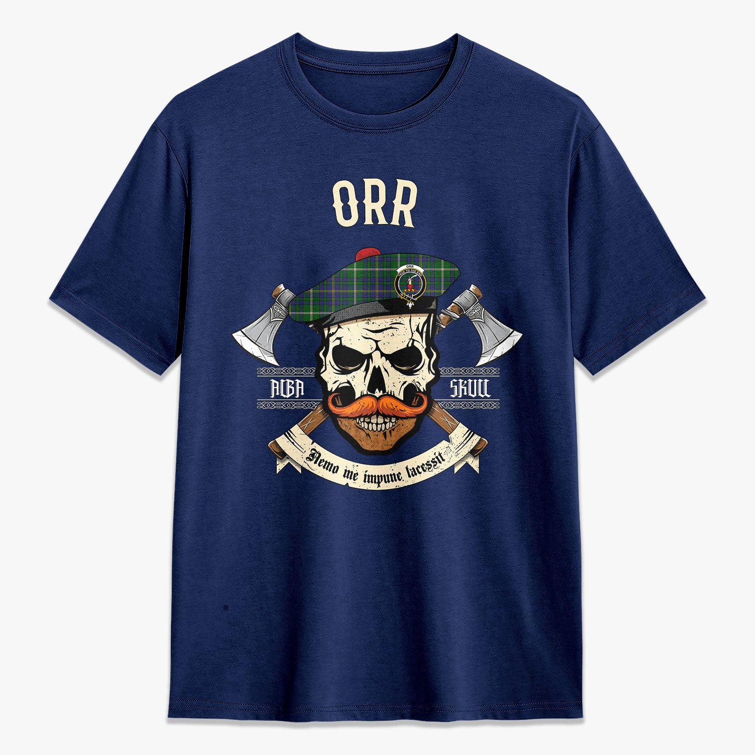 Orr Tartan Crest 2D T-shirt - Alba Skull Style