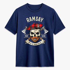 Ramsay Modern Tartan Crest 2D T-shirt - Alba Skull Style