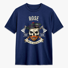 Rose Hunting Modern Tartan Crest 2D T-shirt - Alba Skull Style