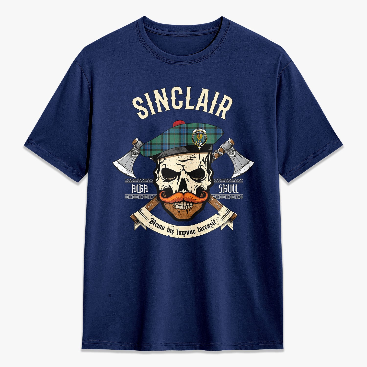 Sinclair Hunting Ancient Tartan Crest 2D T-shirt - Alba Skull Style