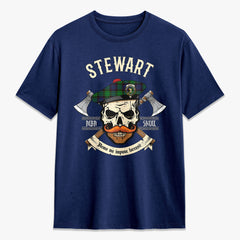 Stewart Old Modern Tartan Crest 2D T-shirt - Alba Skull Style