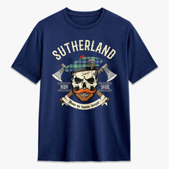 Sutherland Old Ancient Tartan Crest 2D T-shirt - Alba Skull Style