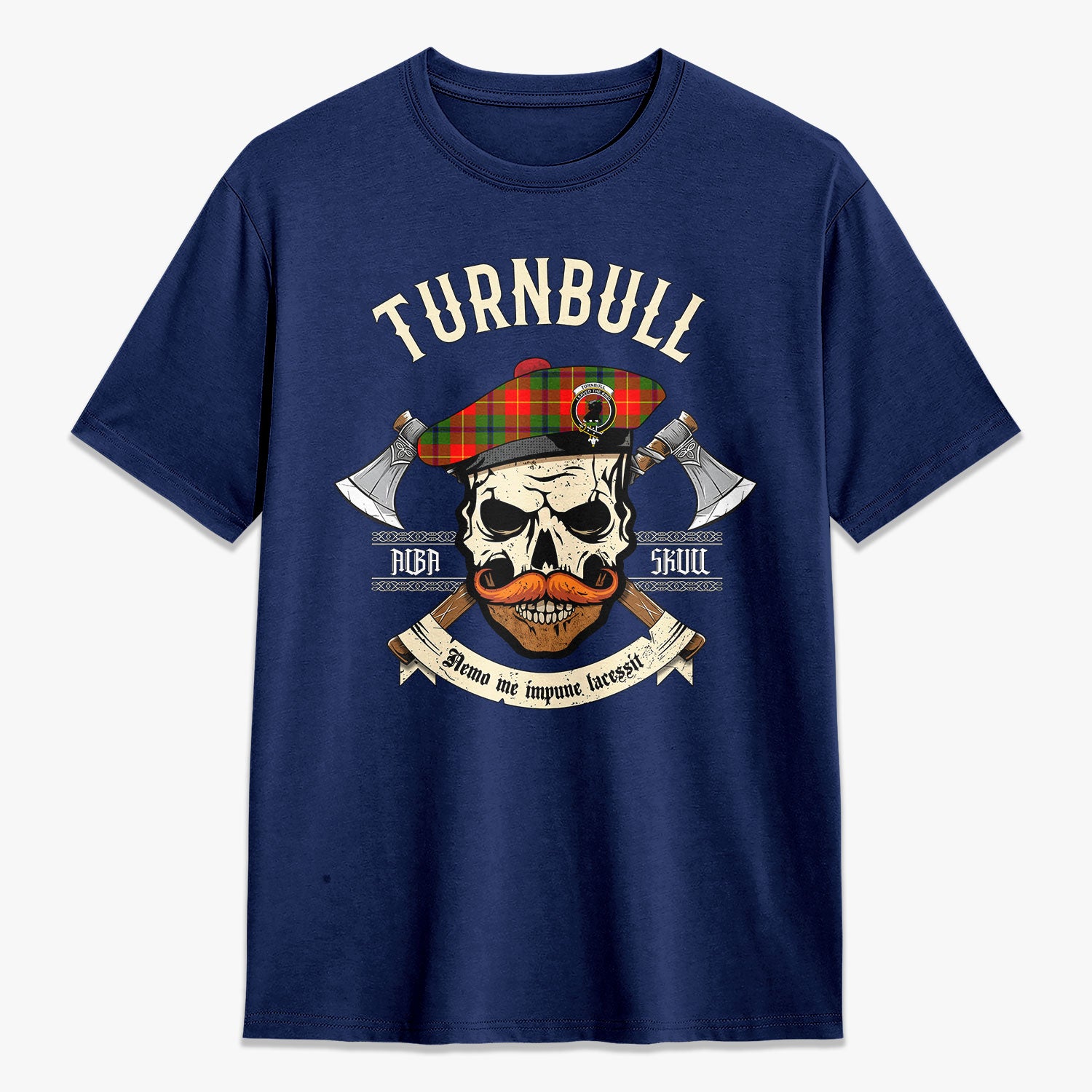 Turnbull Dress Tartan Crest 2D T-shirt - Alba Skull Style