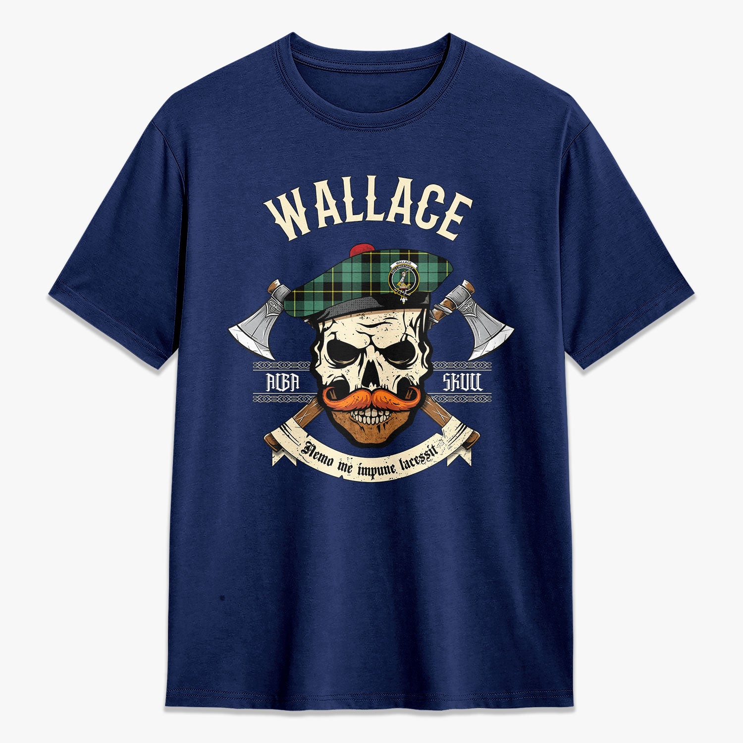 Wallace Hunting Ancient Tartan Crest 2D T-shirt - Alba Skull Style