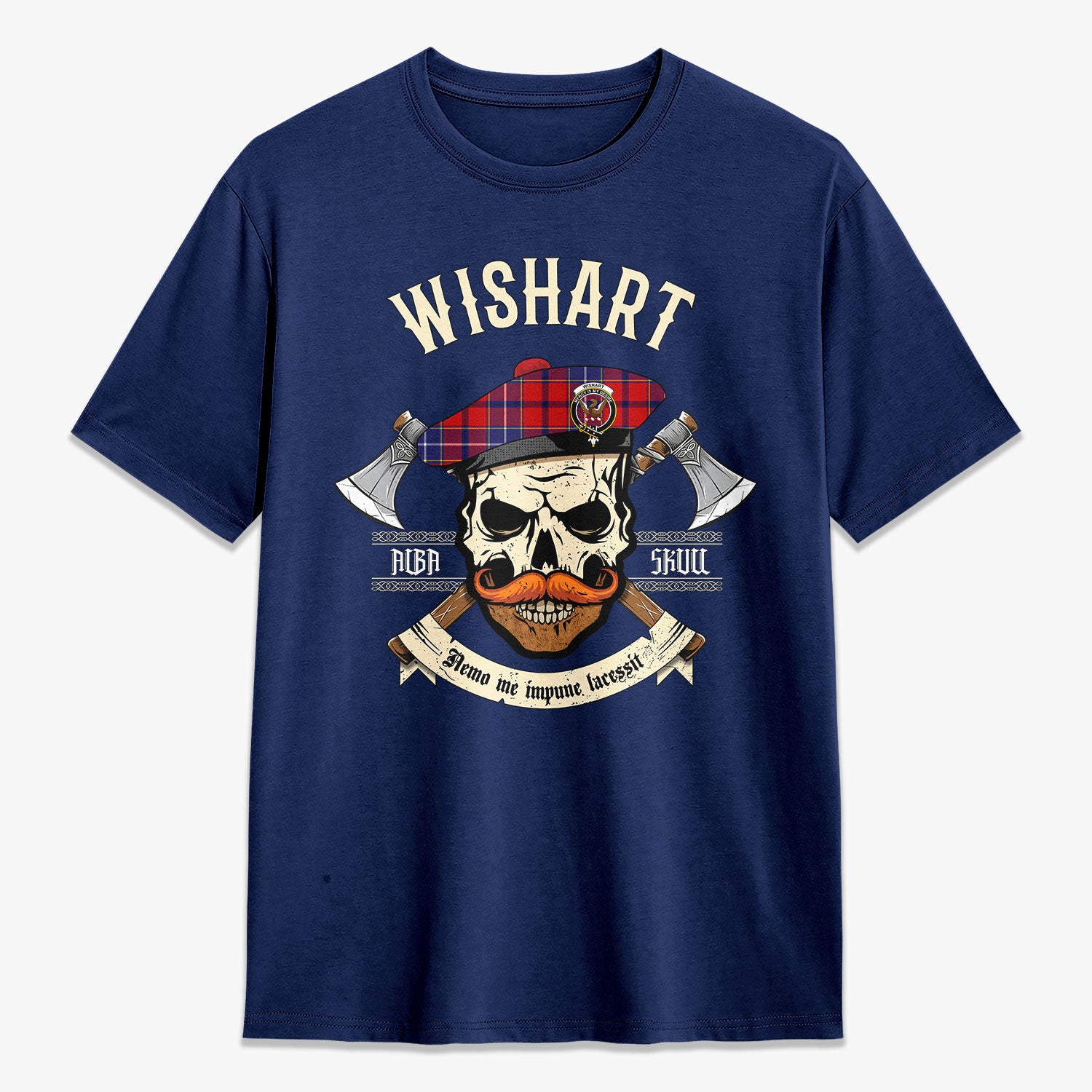 Wishart Dress Tartan Crest 2D T-shirt - Alba Skull Style