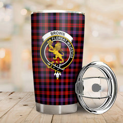 Brown Modern Tartan Crest Tumbler