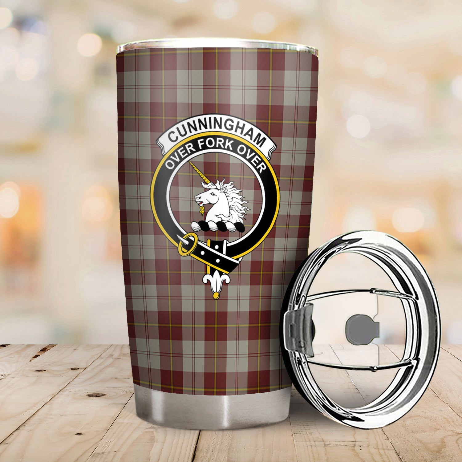 Cunningham Burgundy Dancers Tartan Crest Tumbler