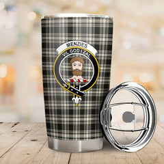 Menzies Black _ White Ancient Tartan Crest Tumbler