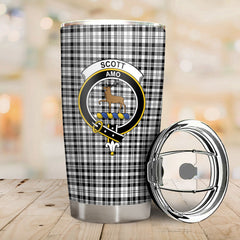 Scott Black & White Modern Tartan Crest Tumbler