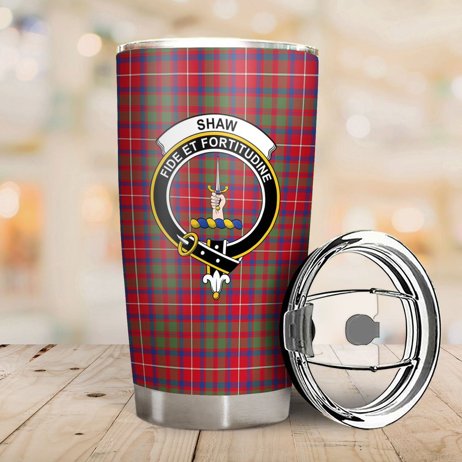 Shaw Red Modern Tartan Crest Tumbler