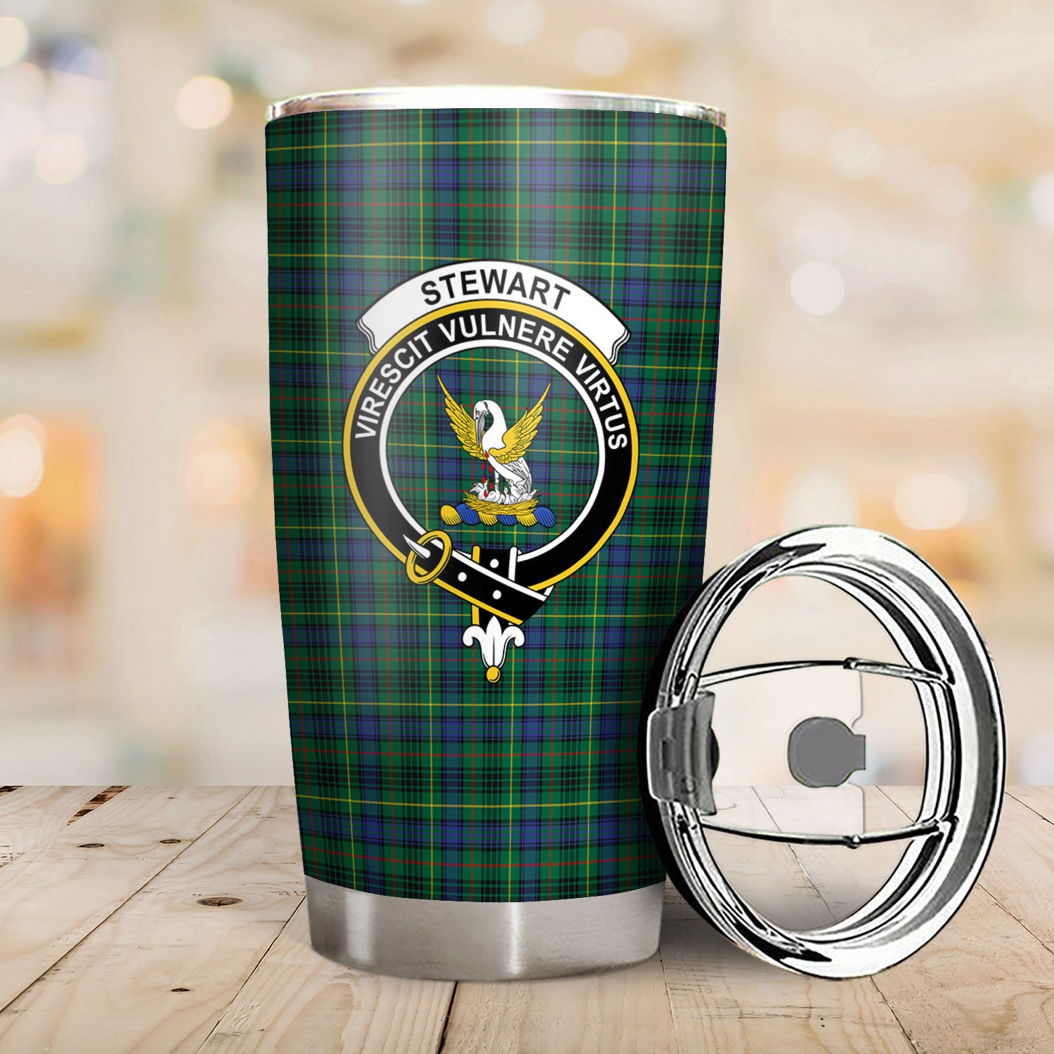 Stewart Hunting Modern Tartan Crest Tumbler