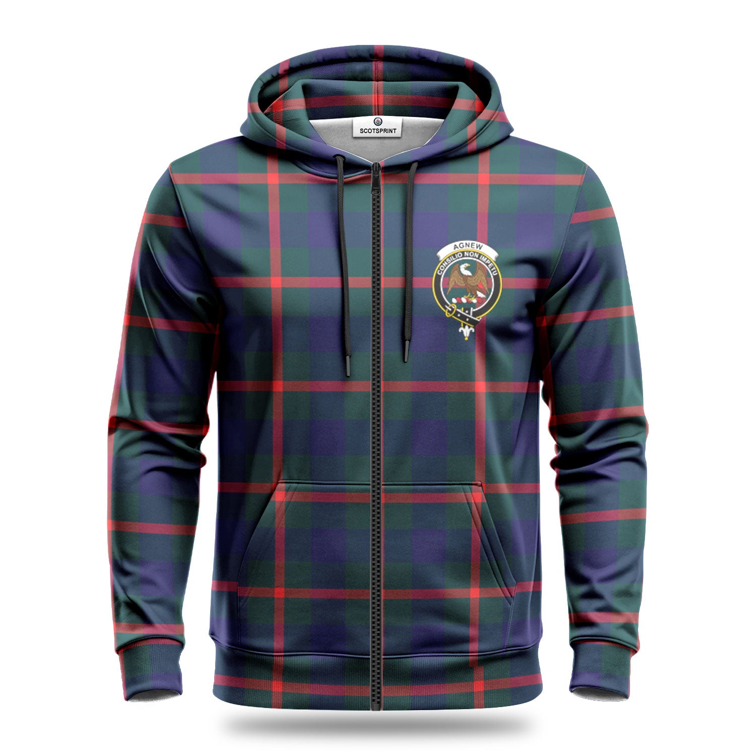 Agnew Modern Tartan Crest Hoodie