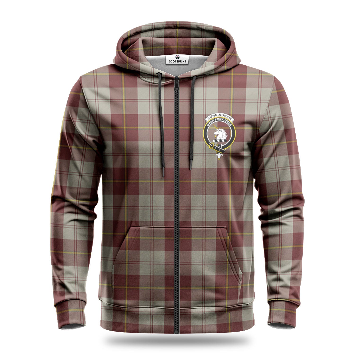 Cunningham Burgundy Dancers Tartan Crest Hoodie