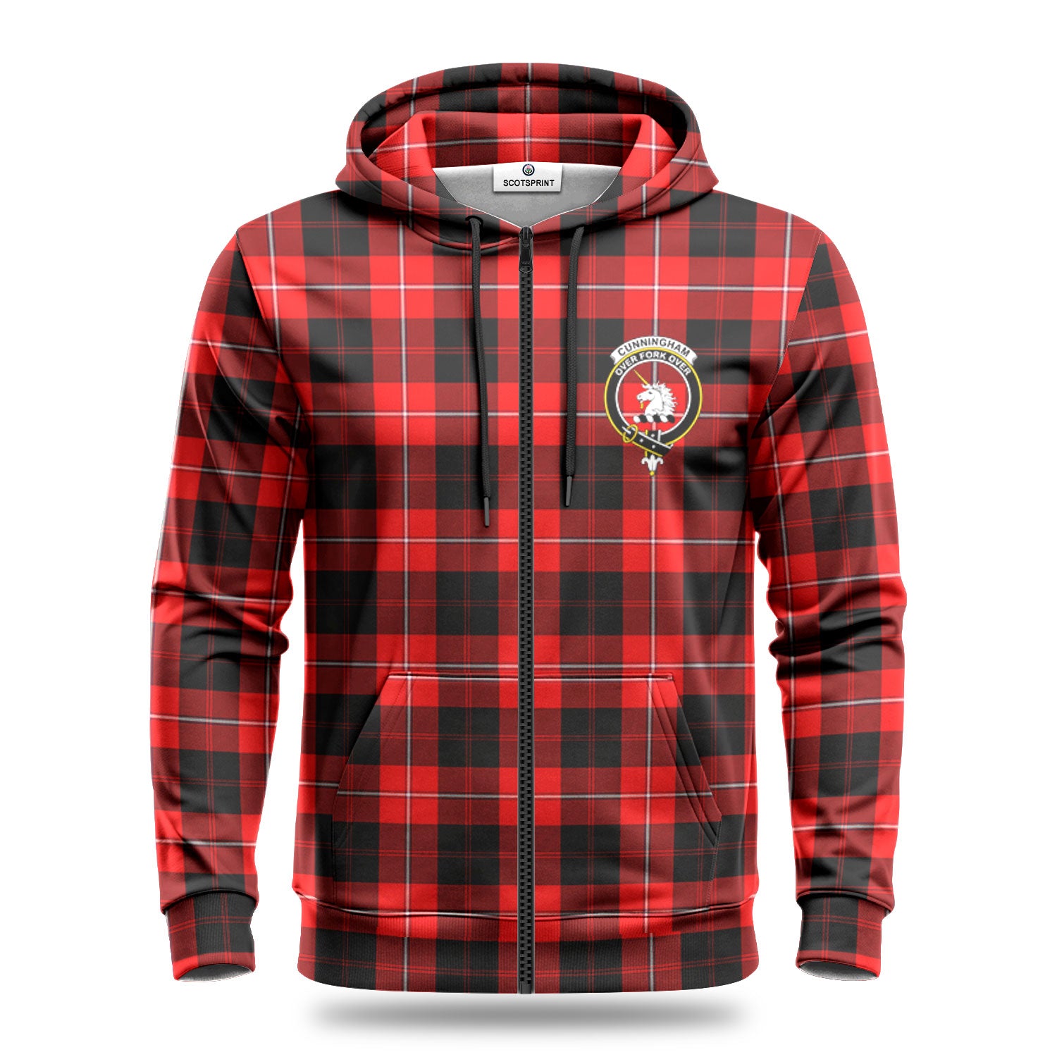 Cunningham Modern Tartan Crest Hoodie