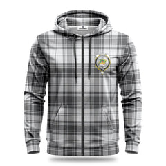 Douglas Grey Modern Tartan Crest Hoodie