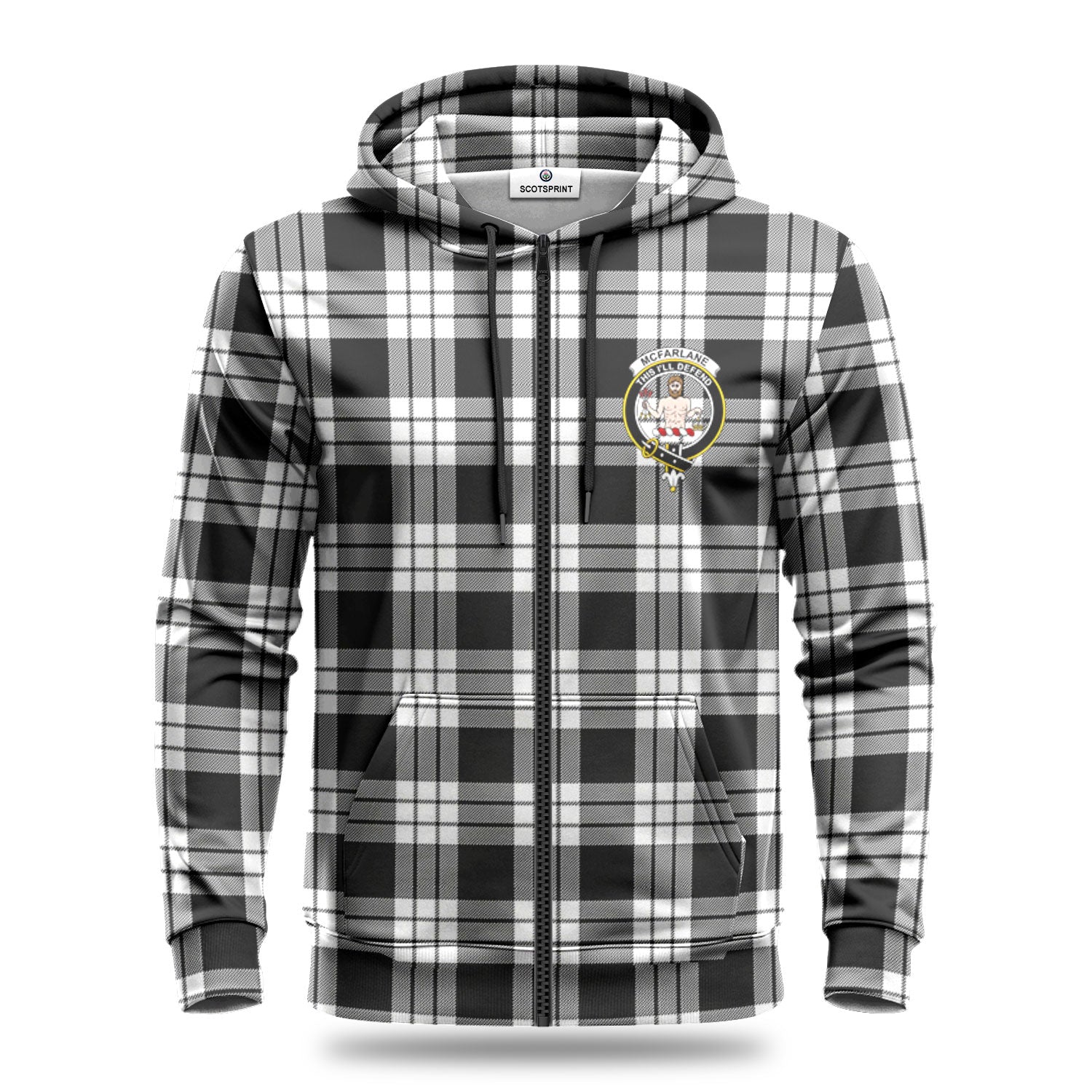 McFarlane Black _ White Tartan Crest Hoodie