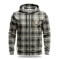 Menzies Black - White Ancient Tartan Crest Hoodie