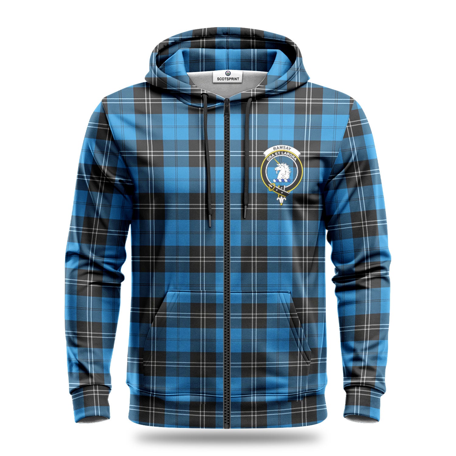 Ramsay Blue Ancient Tartan Crest Hoodie