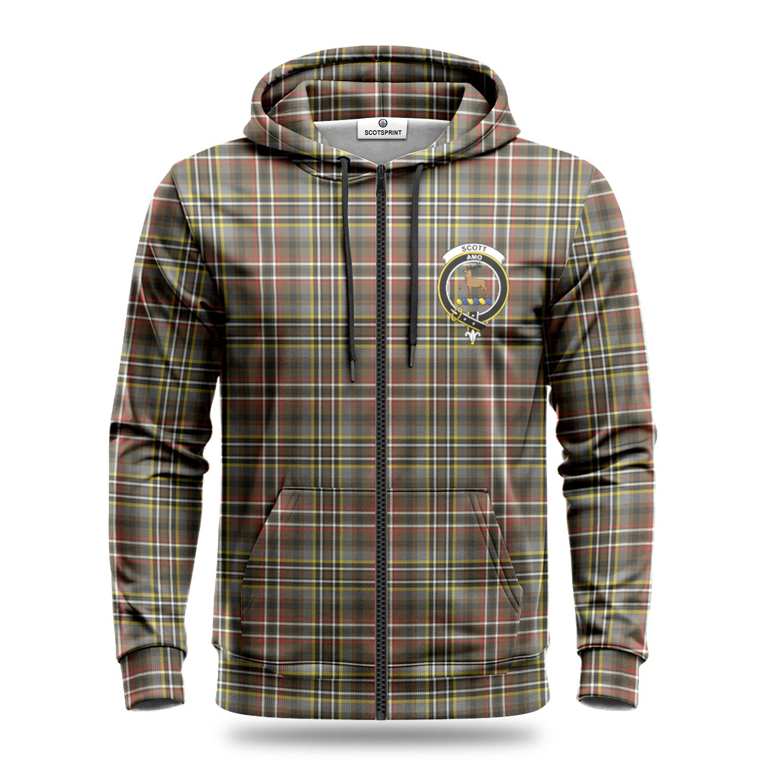 Scott Green Weathered Tartan Crest Hoodie