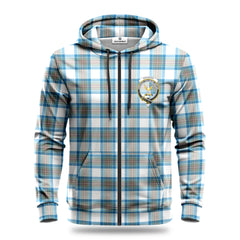 Stewart Muted Blue Tartan Crest Hoodie