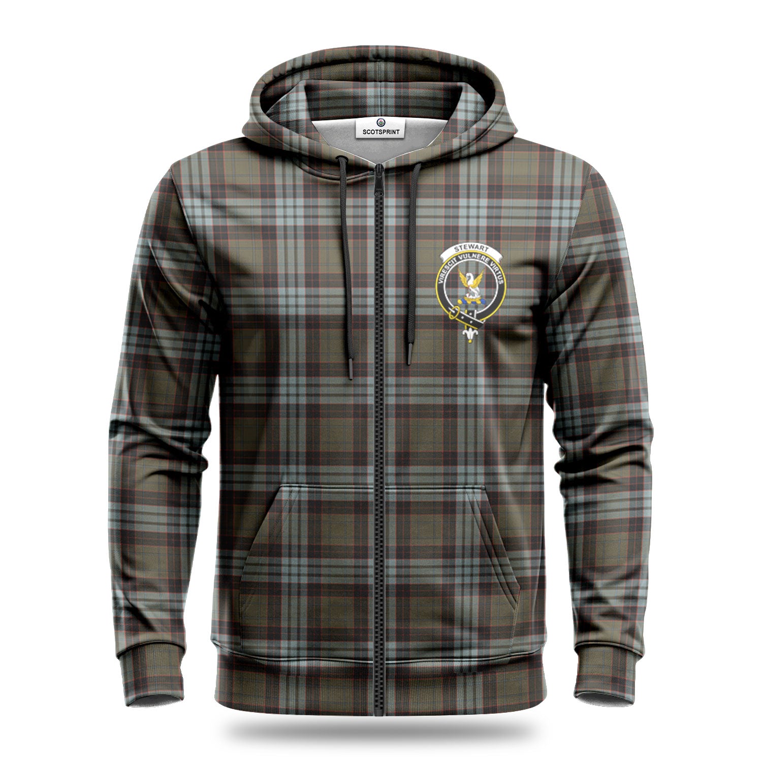 Stewart Old Weathered Tartan Crest Hoodie