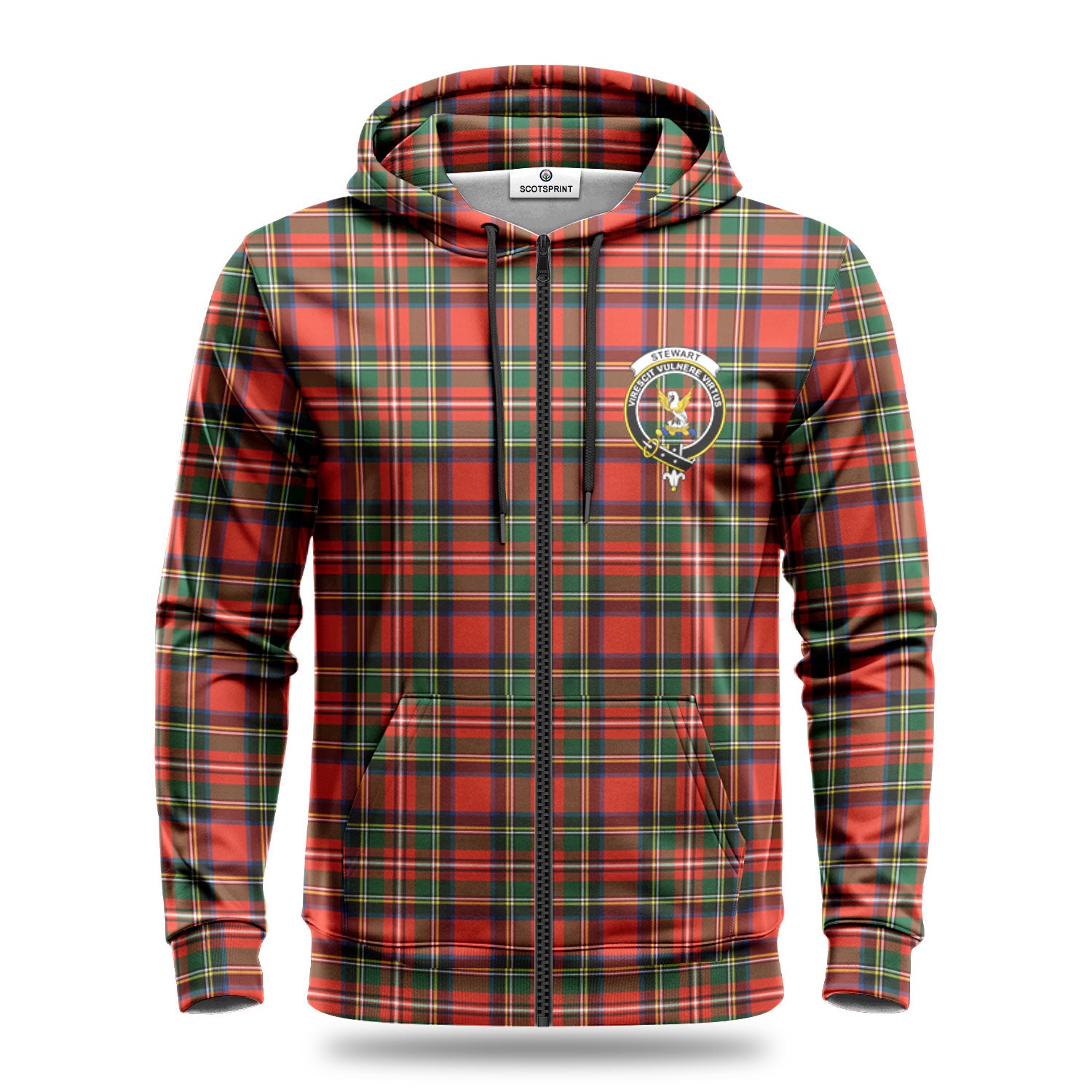 Stewart Royal Modern Tartan Crest Hoodie