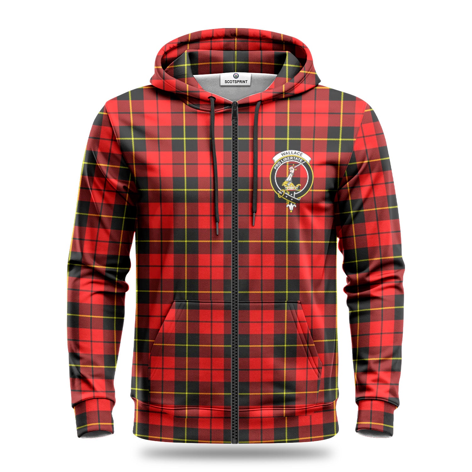 Wallace Hunting Red Tartan Crest Hoodie