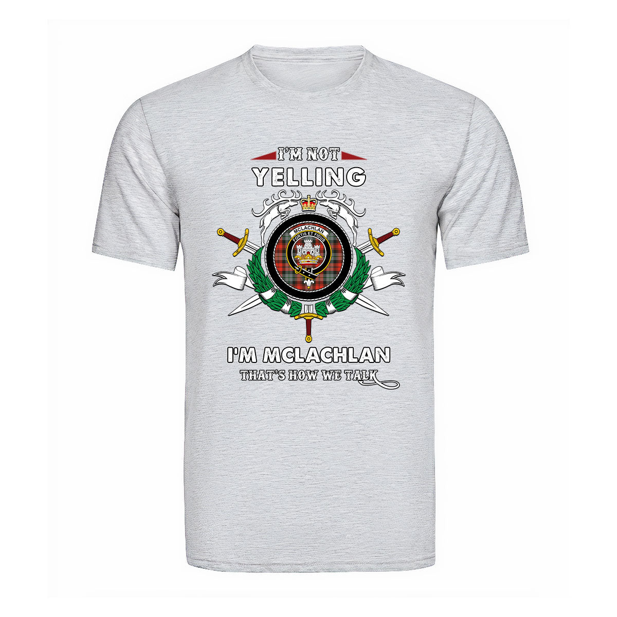 McLachlan Weathered Tartan Crest T-shirt - I'm not yelling style