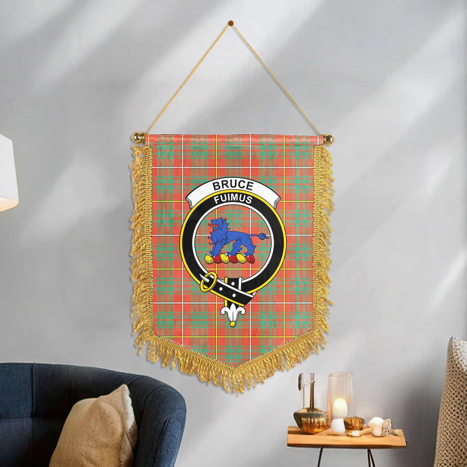 Bruce Ancient Tartan Crest Wall Hanging Banner