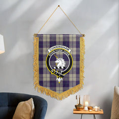 Cunningham Dress Blue Dancers Tartan Crest Wall Hanging Banner