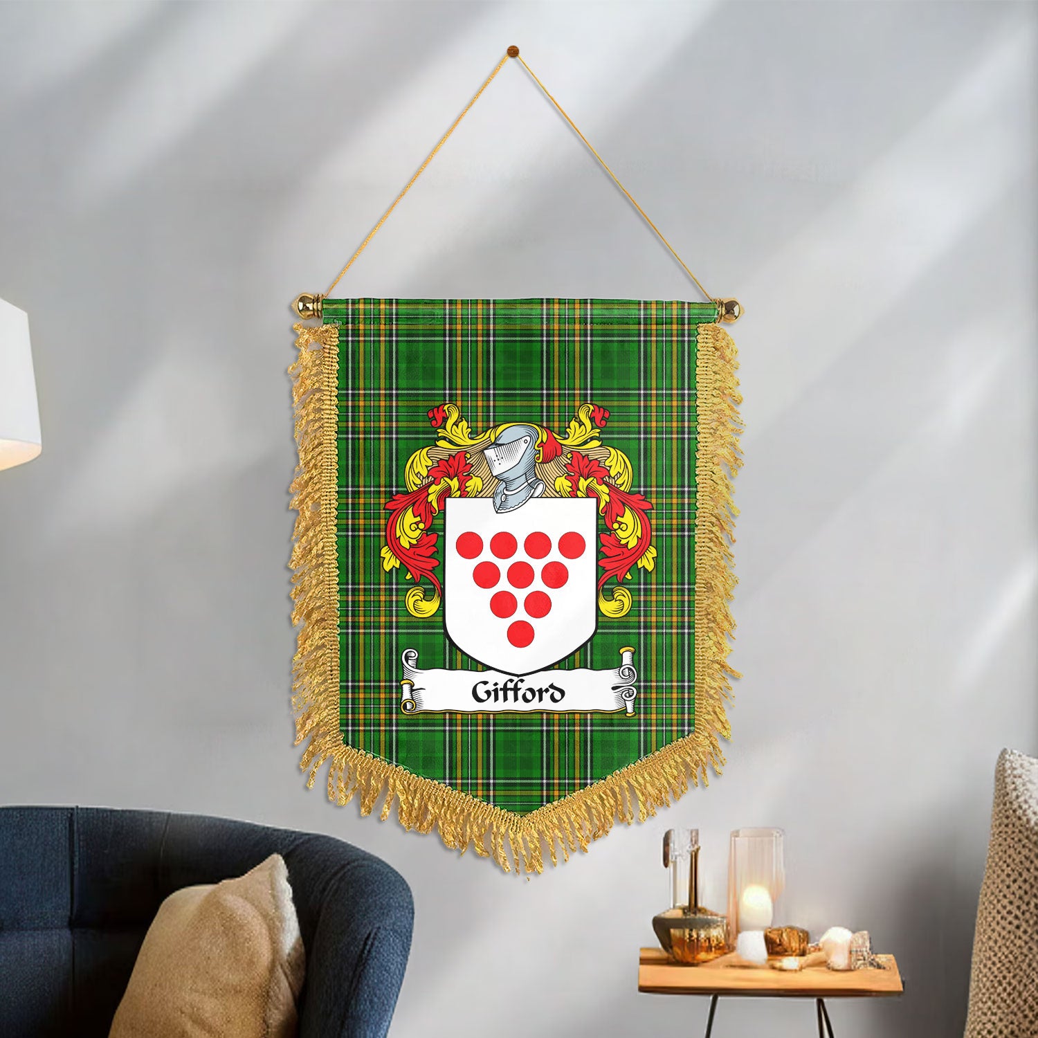 Gifford Tartan Coat of Arms Wall Hanging Banner