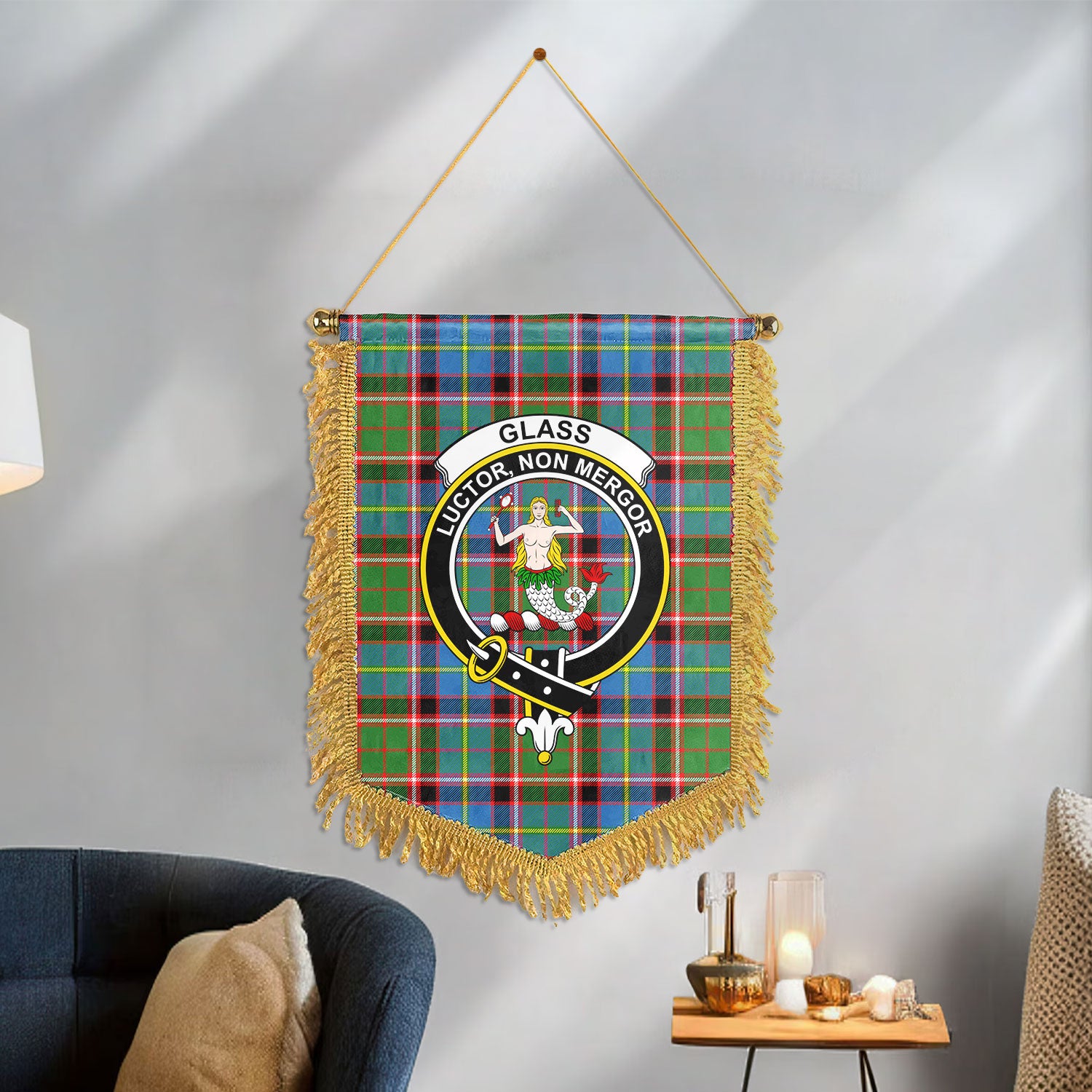 Glass Tartan Crest Wall Hanging Banner