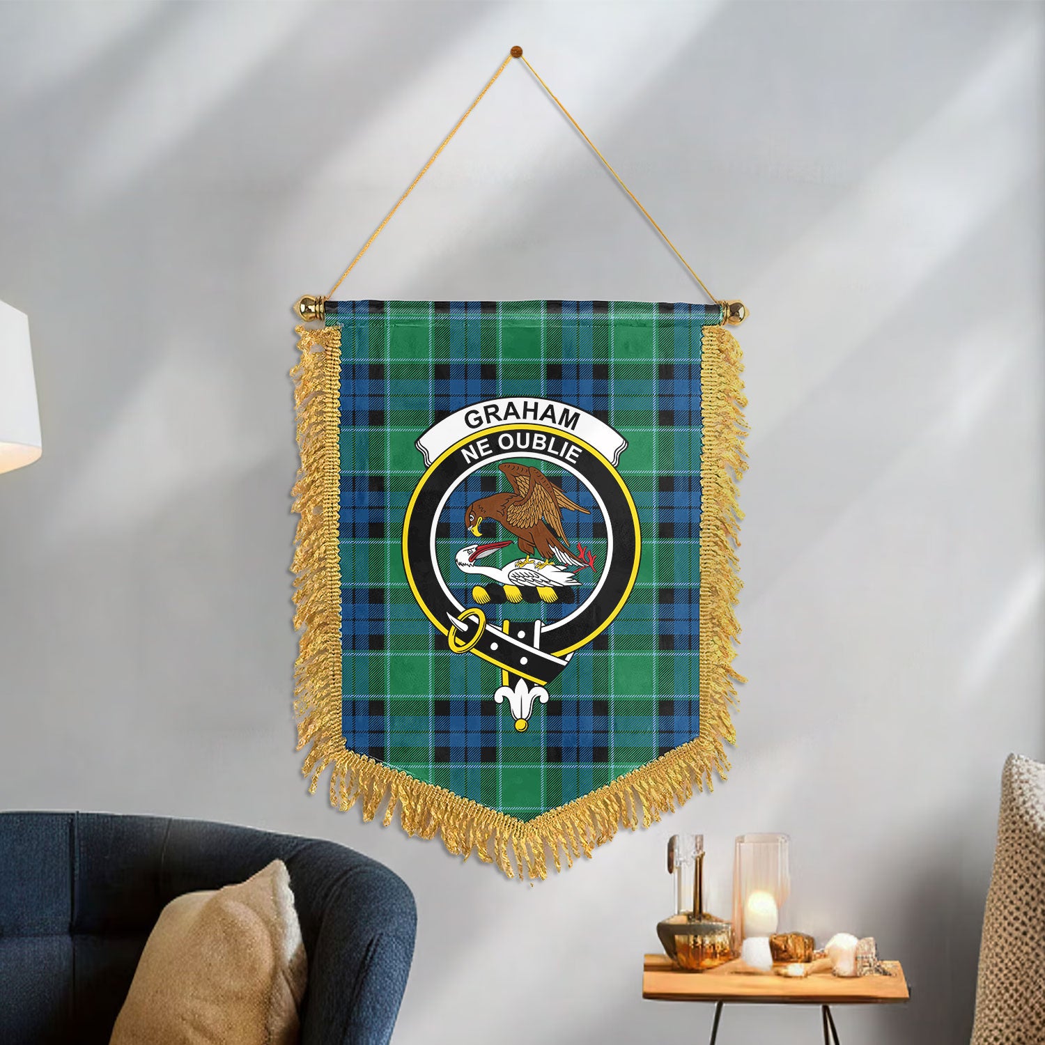 Graham of Menteith Ancient Tartan Crest Wall Hanging Banner