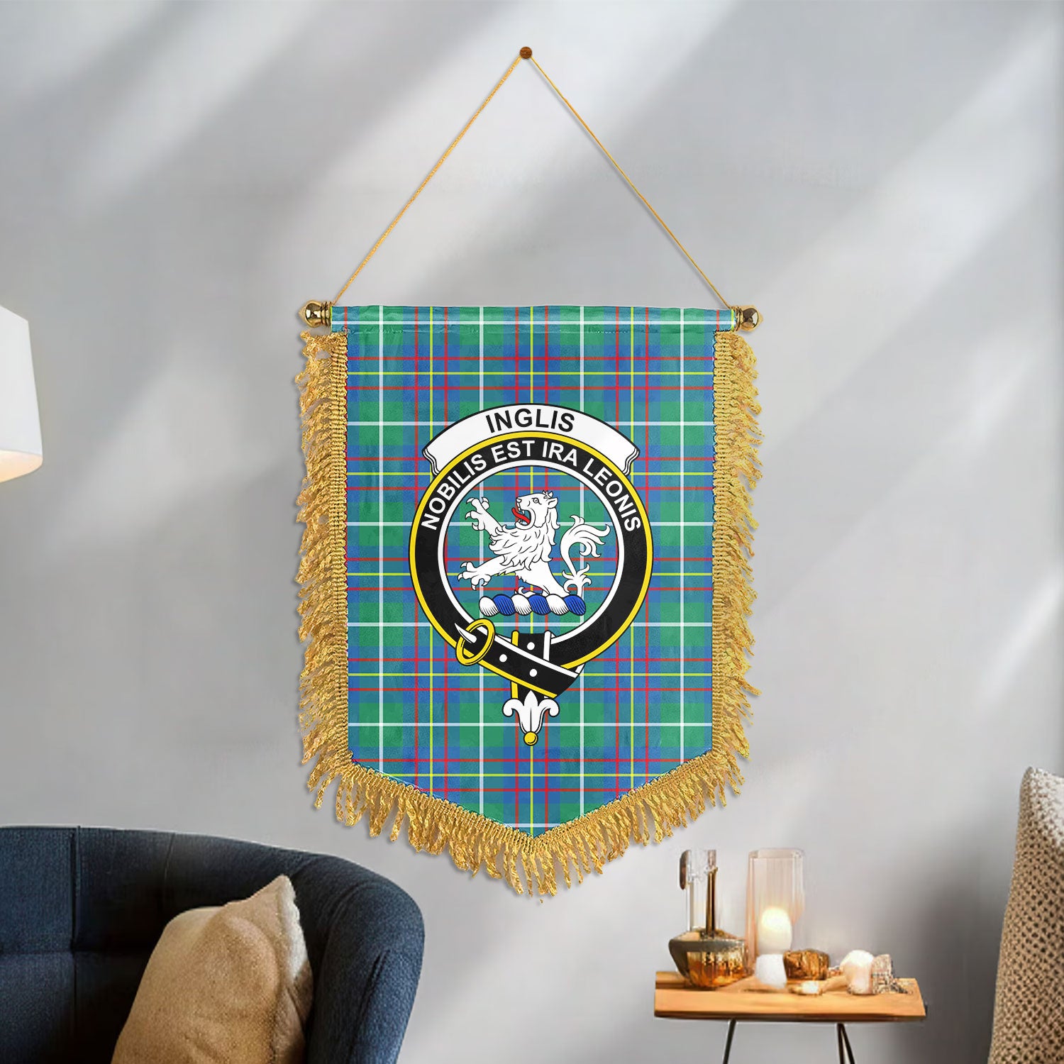 Inglis Ancient Tartan Crest Wall Hanging Banner