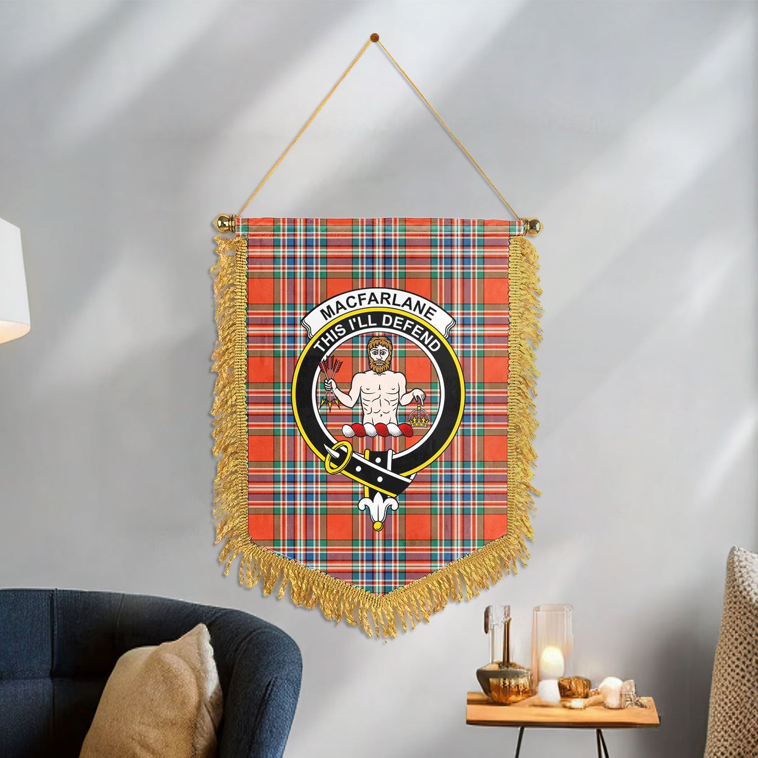 MacFarlane Ancient Tartan Crest Wall Hanging Banner