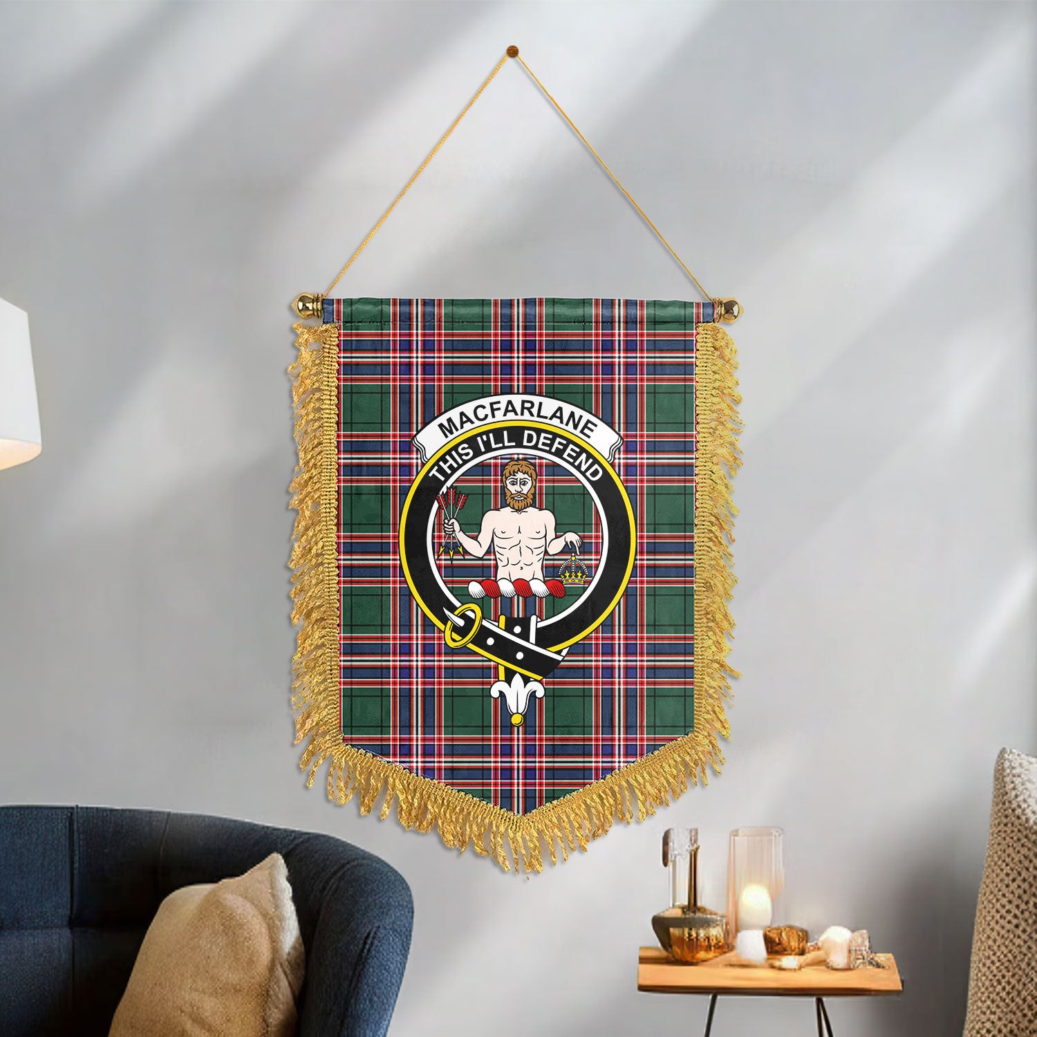 MacFarlane Hunting Modern Tartan Crest Wall Hanging Banner