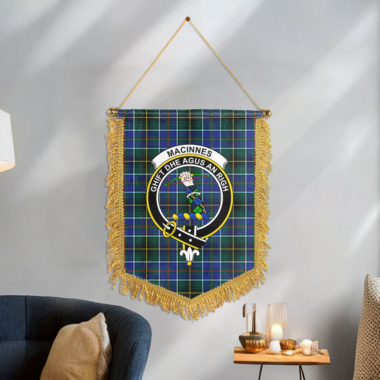 MacInnes Modern Tartan Crest Wall Hanging Banner