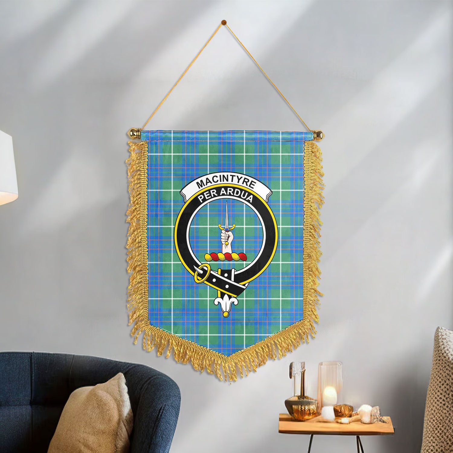 MacIntyre Hunting Ancient Tartan Crest Wall Hanging Banner