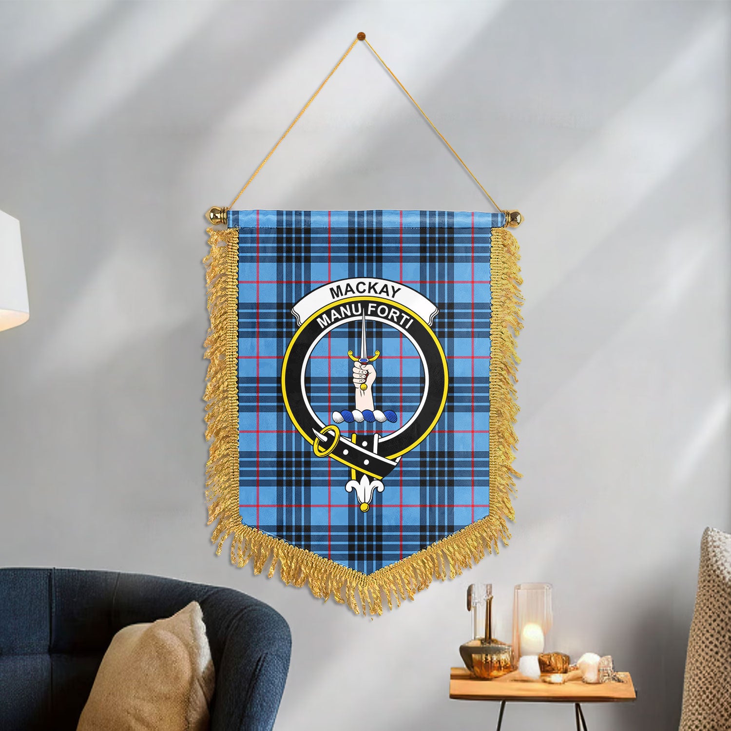 MacKay Blue Tartan Crest Wall Hanging Banner