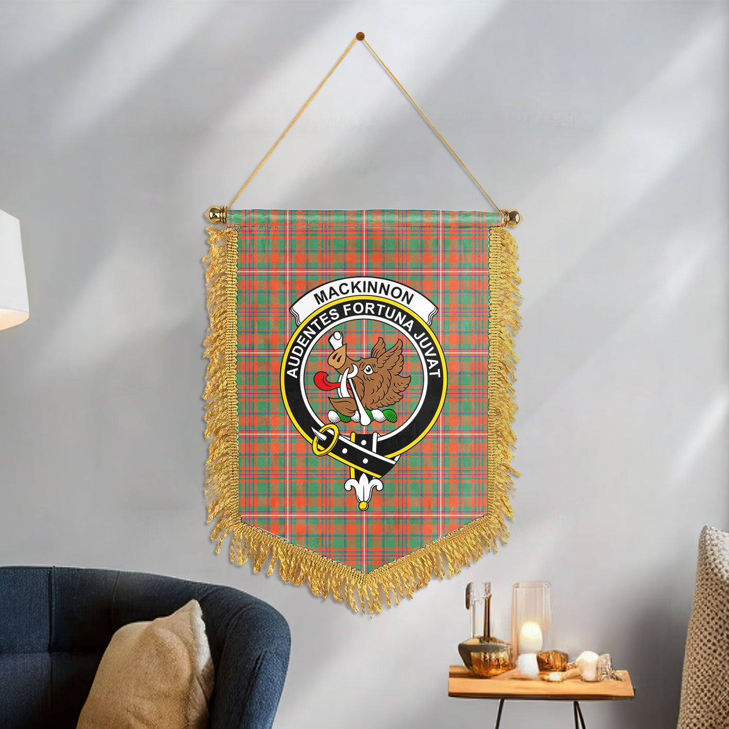 MacKinnon Ancient Tartan Crest Wall Hanging Banner